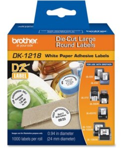 Brother DK1218 - White Round Paper Adhesive Labels