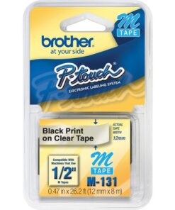 Brother P-touch System 1/2" Black on Clear M Tape