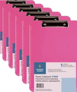 Neon pink Business Source Flat Clip Clipboard