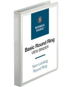 white Business Source Round-ring View Binder
