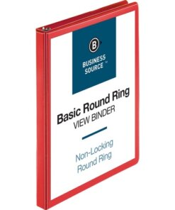 Red Business Source Round Ring Binder