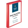 Red Business Source Round Ring Binder