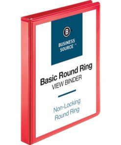 Red Business Source Round Ring Binder