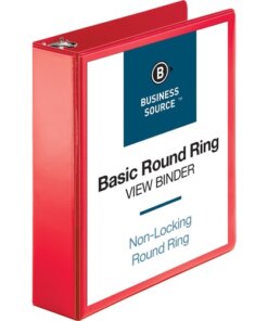 Red Business Source Round Ring Binder