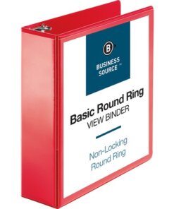 Red Business Source Round Ring Binder