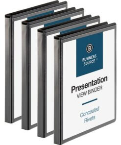Business Source Standard View Round Ring Binders 4 pack