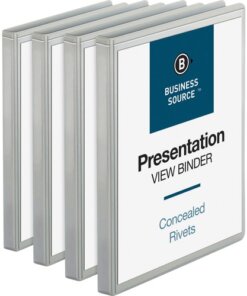 Business Source Standard View Round Ring Binders 4 pack