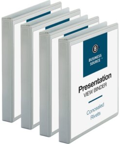 Business Source Standard View Round Ring Binders 4 pack