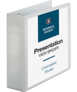 White Business Source Round Ring Standard View Binders