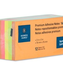 Business Source Repositionable Neon Notes