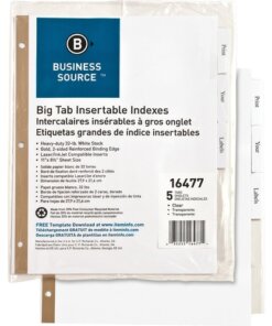 Business Source Tear-resistant Clear Tab Index Dividers