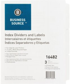 Business Source 3-Hole Punched Laser Index Tabs
