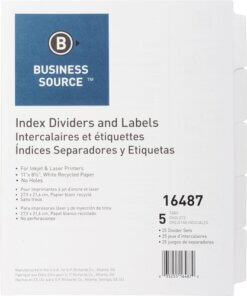 Business Source Un-punched Index Dividers Set