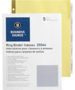 Business Source Insertable 5-Tab Ring Binder Indexes