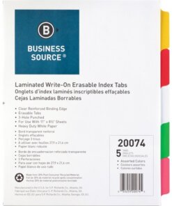 Business Source Laminated Write-On Tab Indexes