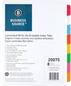 Business Source Laminated Write-On Tab Indexes