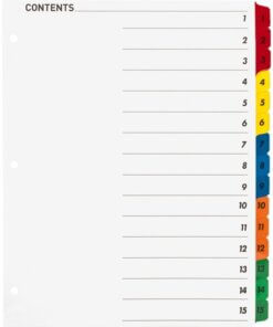 Business Source Table of Content Quick Index Dividers