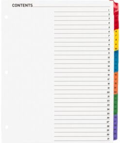 Business Source Table of Content Quick Index Dividers
