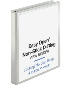 white Business Source Locking D-Ring View Binder