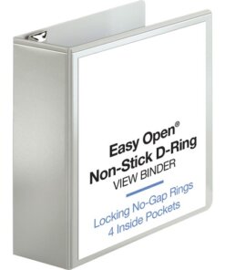 white Business Source Locking D-Ring View Binder