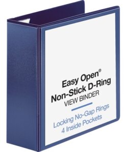Dark blue Business Source Easy Open Nonstick D-Ring View Binder