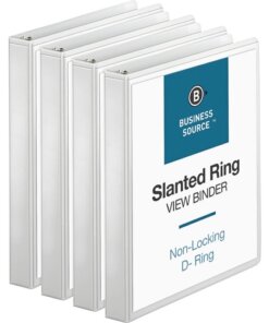 white Business Source Basic D-Ring View Binders