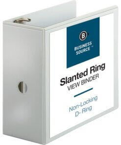 white Business Source Basic D-Ring White View Binders