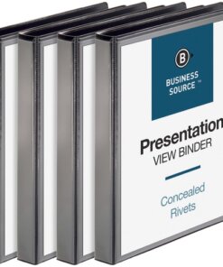 Business Source Standard View Round Ring Binders 4 pack