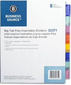 Business Source 3-Hole Poly Insert Index Dividers