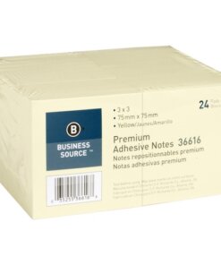 Business Source Yellow Repostionable Adhesive Notes
