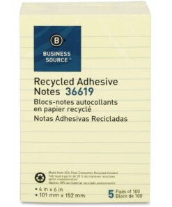 Business Source Yellow Adhesive Notes