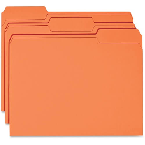 Orange Business Source 1/3 Tab Cut Recycled Top Tab File Folder