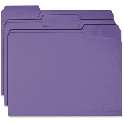 Purple Business Source 1/3 Tab Cut Recycled Top Tab File Folder