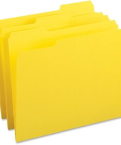 Yellow Business Source 1/3 Tab Cut Letter Recycled Top Tab File Folder