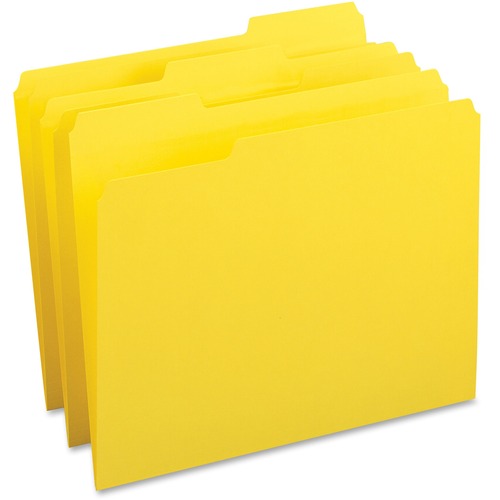 Yellow Business Source 1/3 Tab Cut Letter Recycled Top Tab File Folder