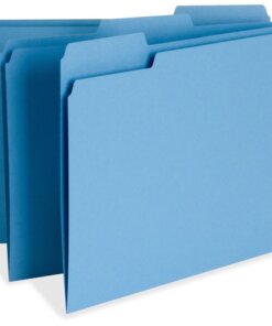 Blue Business Source 1/3 Tab Cut Letter Recycled Top Tab File Folder