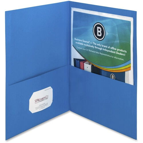 Blue Business Source Letter Recycled Pocket Folder