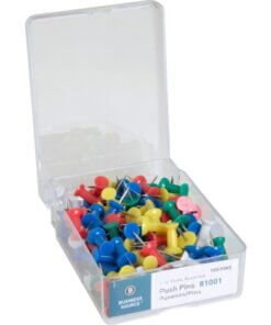 container of multi colored push pins