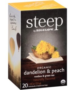 Bigelow Organic Dandelion & Peach Rooibos & Green Tea Herbal Tea, Green Tea Bag