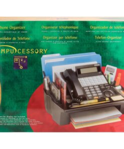 Compucessory Telephone Stand/Organizer - 5" Height x 11.5" Width x 9.5" Depth - Desktop - Non-skid Base, Cable Management - Black - Plastic - 1 Each