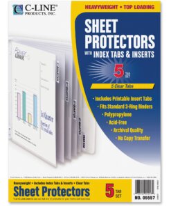 C-Line Heavyweight Poly Sheet Protectors with Index Tabs