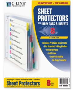 C-Line Heavyweight Poly Sheet Protectors with Index Tabs