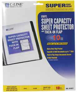 C-Line Super Capacity Super Heavyweight Vinyl Sheet Protectors with Tuck-In Flap