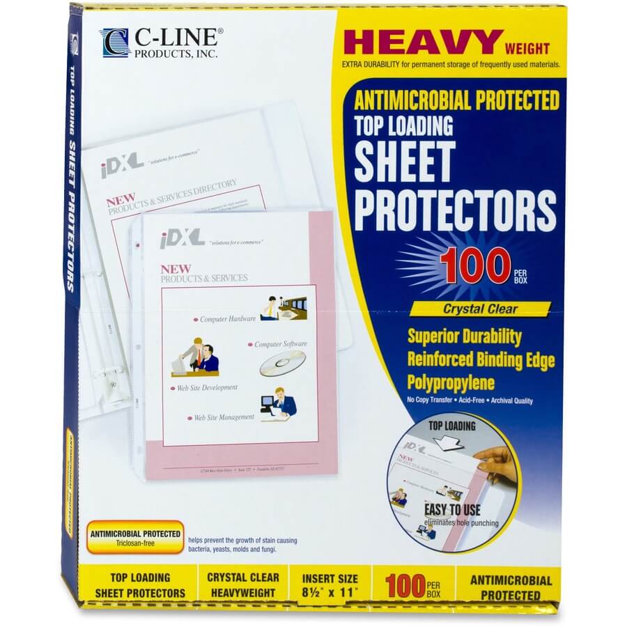 C-Line Heavyweight Poly Sheet Protectors with Antimicrobial Protection