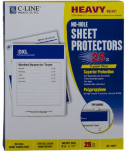 C-Line No-Hole Heavyweight Poly Sheet Protectors