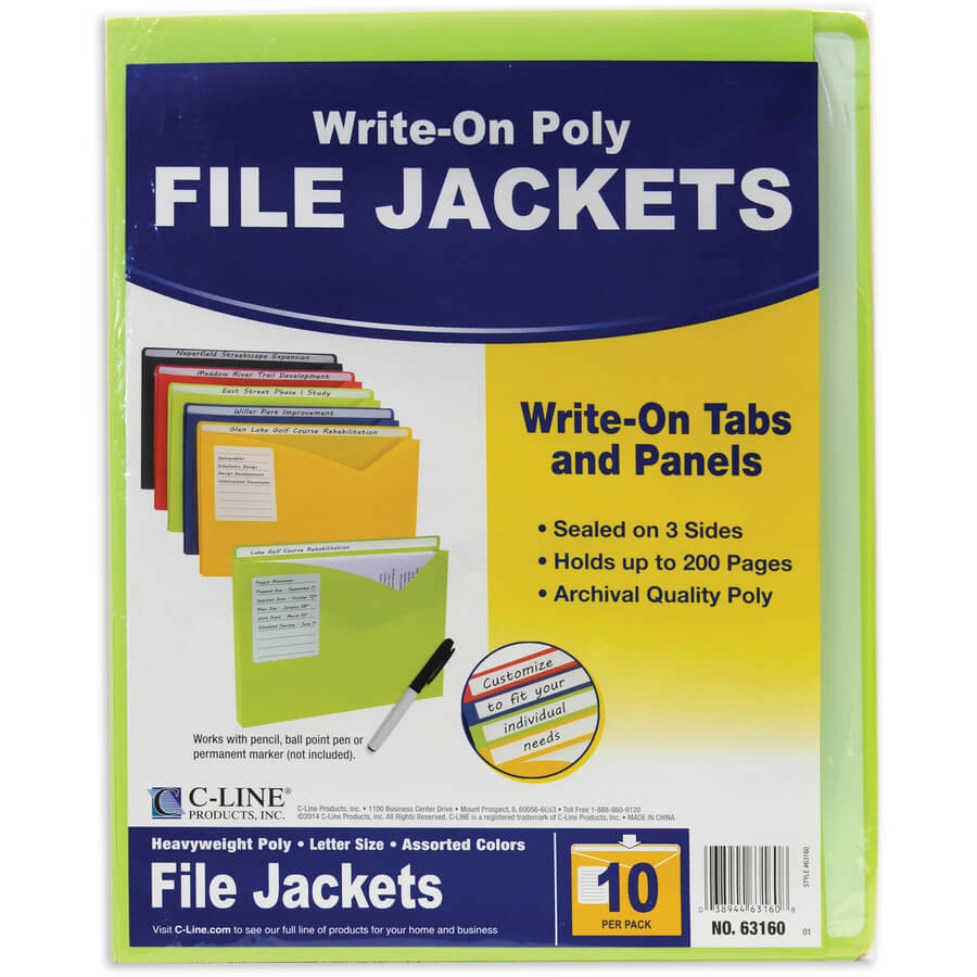 C-Line Write-On Poly File Jackets