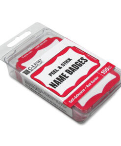 Red Scalloped Edge C-Line Self-Adhesive Name Tags
