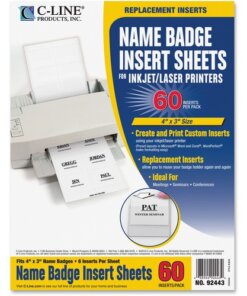C-Line Replacement Name Badge Insert Sheets for Laser/Inkjet Printers