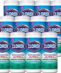 12 canisters of clorox wipes