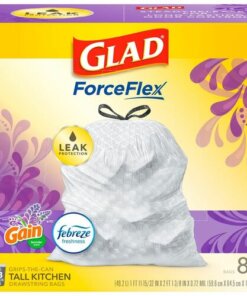 Glad ForceFlex Tall Kitchen Drawstring Trash Bags Lavendar
